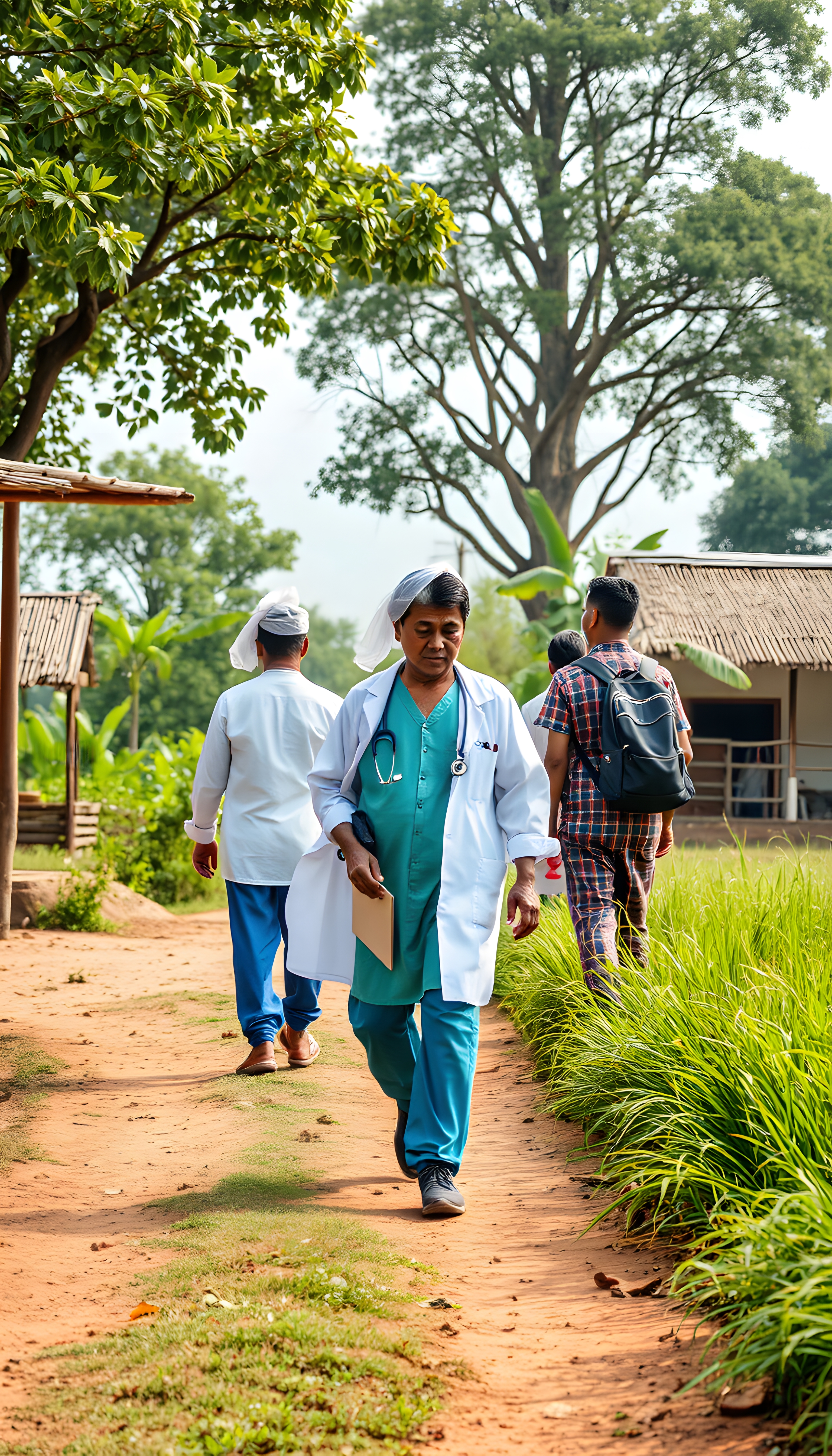 Doctor providing rural health check-ups